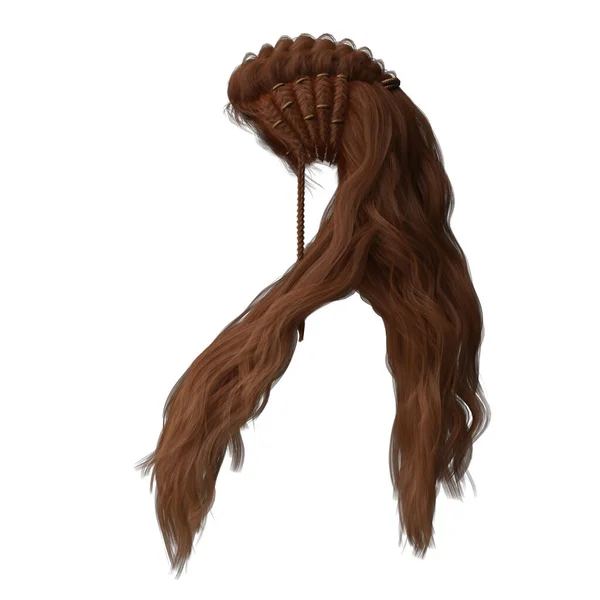 Longo Cabelo Fantasia Isolado Render — Fotografia de Stock