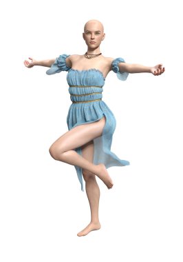 İzole edilmiş dişi bir peri cadısının 3 boyutlu görüntüsü