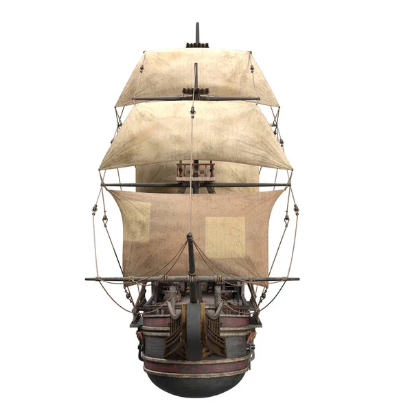 3D艘旧海盗船 白色背景隔离 — 图库照片