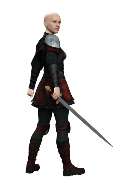 Render Female Warrior Sword Isolated — Stock Fotó