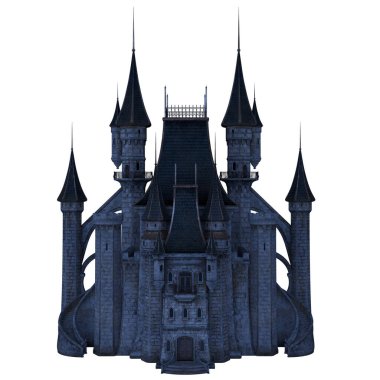 3d render night castle tower isolated