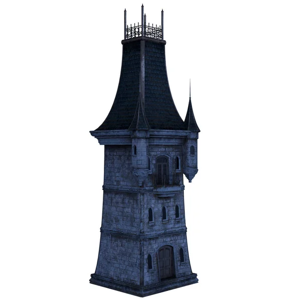 Render Castle Tower Isolated Night — Foto Stock