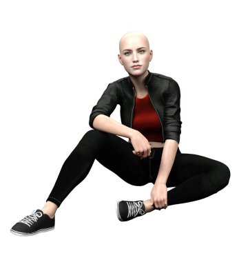 3D illüstrasyon beyaz kadını şehir fantazisi haline getirdi.