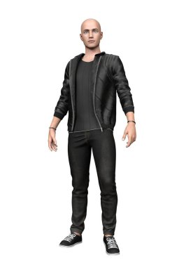 3D genç adam şehir fantezisini soyutladı