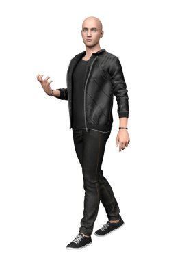 3D genç adam şehir fantezisini soyutladı