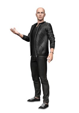 3D genç adam şehir fantezisini soyutladı