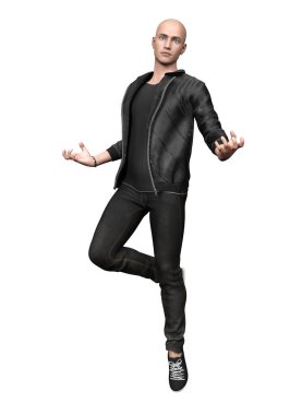 3D genç adam şehir fantezisini soyutladı