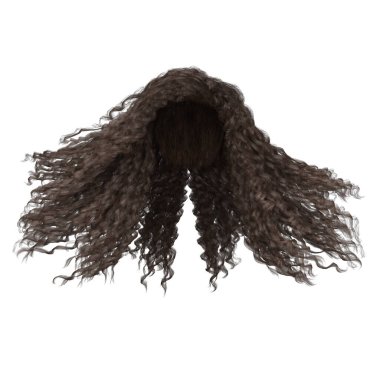 3D kıvırcık kahverengi saç izole edilmiş.