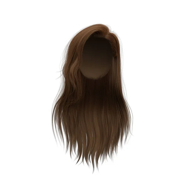 Renderização Cabelo Castanho Liso Isolado — Fotografia de Stock