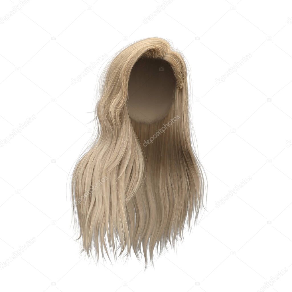 3d rendering straight blond hair isolated