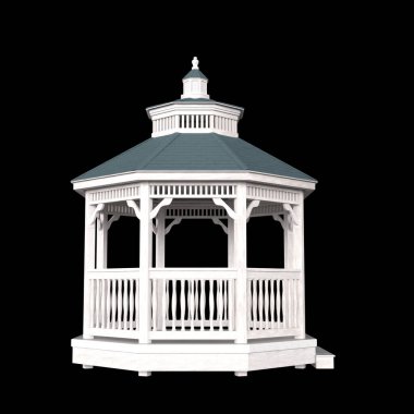 Üç boyutlu ahşap beyaz çardak romantik izole