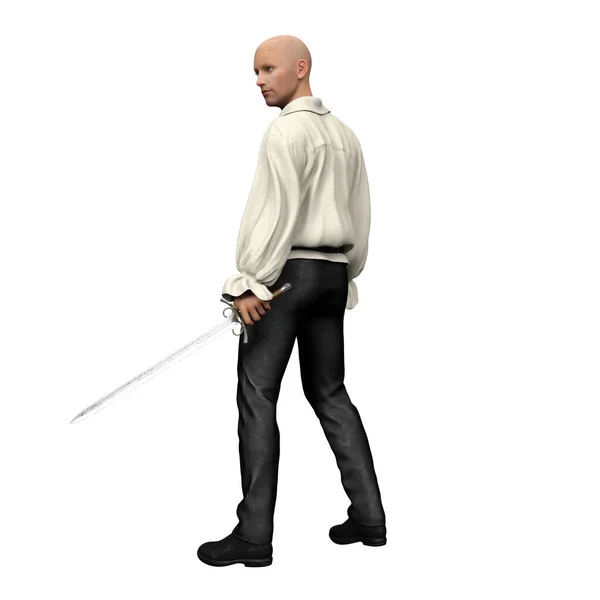 Charakter Mittelalterlichen Schwertkämpfer Isoliert — Stockfoto