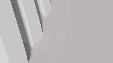 Gölgeler üç boyutlu oluşturulana kadar geometrik şekillerle birlikte düzenlenmiş soyut beyaz arkaplan.