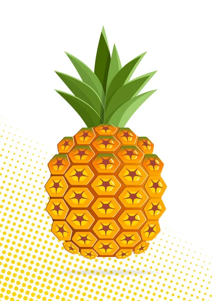 Beyaz arkaplan ve sarı renk yarım ton vektör tasarımı üzerine ananas meyveli kağıt kesimi tasarımı.