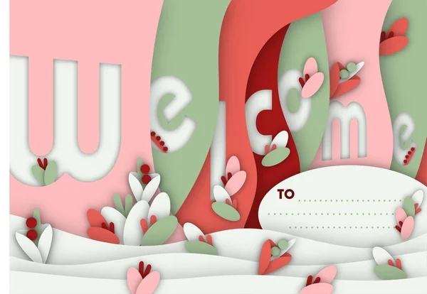 Papercut welcome background Digital craft style paper, posters, vector EPS10 illustration 012