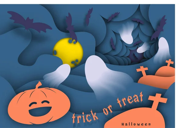 Papercut Halloween Backtrick Treat Design Project Vector 019 — 스톡 벡터