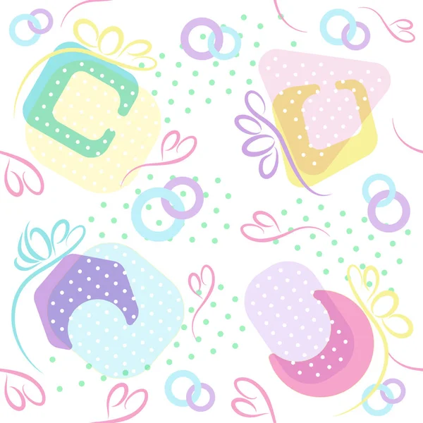 4 geometrik hediye kutusundan oluşan soyut arkaplan seti tatlı pastel, pürüzsüz desen, Vektör illüstrasyonu.