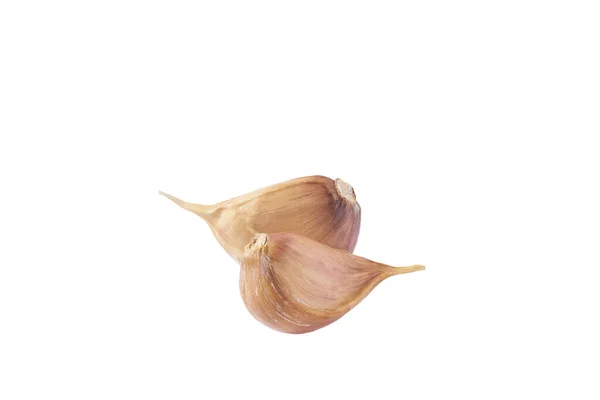 Unpeeled Cloves Garlic Isolated White Background Full Depth Field — Stock Photo, Image
