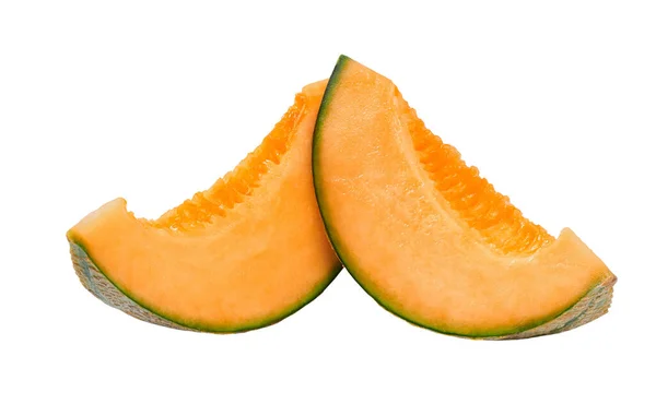 Verschiedene Set Scheiben Geschnitten Japanische Melone Honigmelone Oder Cantaloupe Isoliert — Stockfoto