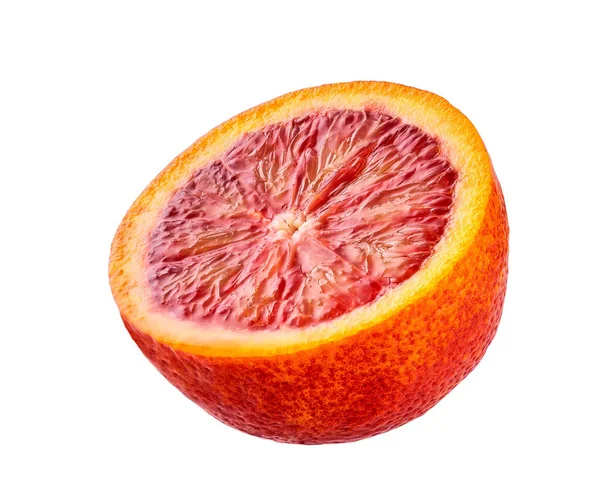 Hälfte Der Roten Sizilianischen Orange Isoliert Auf Weißem Hintergrund Volle — Stockfoto