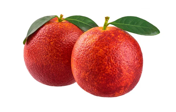 大柑橘类血柑橘类水果 在白色背景下分离 两只在白色背景上隔离的镰状红色橙子 — 图库照片