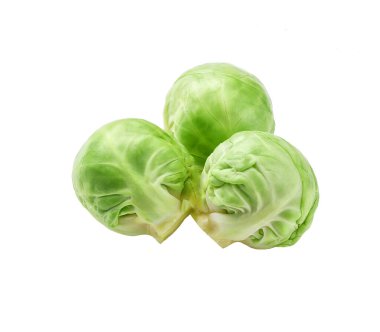 Brüksel lahanaları kırpma yolu ve tam derinlikteki beyaz zemin üzerinde izole edilmiştir. Sebze..