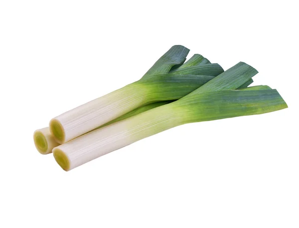 Fresh Leek Isolated White Background Clipping Path Leek Vegetable Close — Stock fotografie