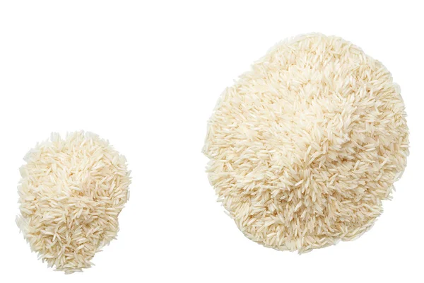 Pile White Basmati Rice Isolated White Background Flat Lay Heap — Fotografia de Stock