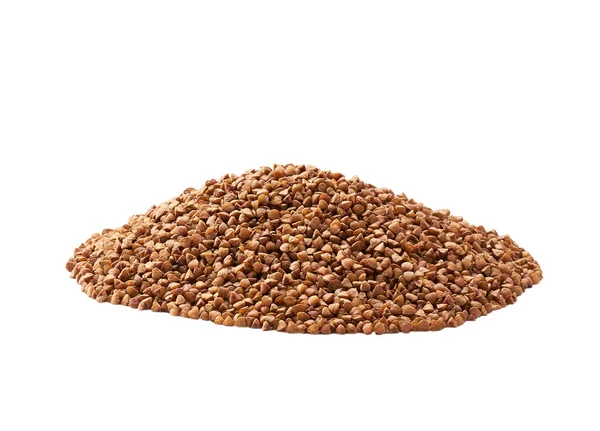 Dry Buckwheat Porridge Isolated White Background Pile Dry Buckwheat Porridge — Stock Fotó