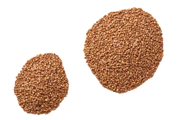 Pile Buckwheat Porridge Isolated White Background Flat Lay Heap Buckwheat — Stock Fotó