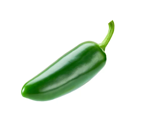 Green Jalapeno Chili Pepper Isolated White Background Clipping Path — Foto de Stock