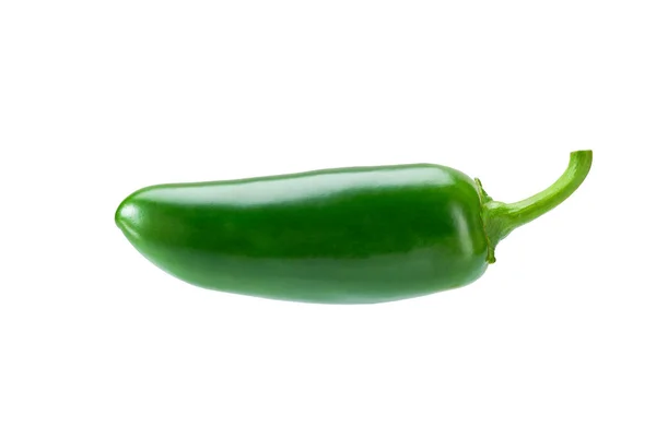 Green Jalapeno Chili Pepper Isolated White Background Clipping Path — ストック写真