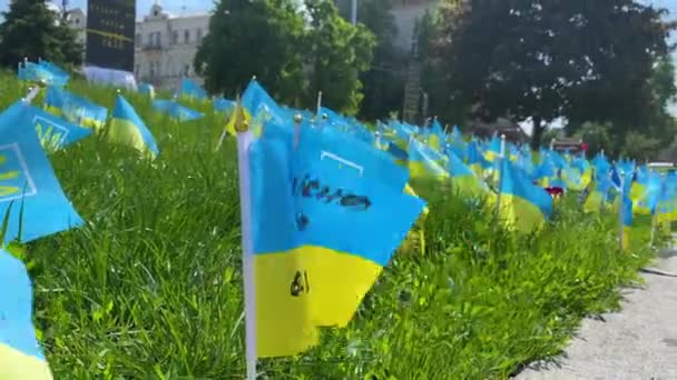 Żółto Niebieska Ukraińska Flaga Trzepocze Wietrze Śmierć Wojna Ukrainie — Wideo stockowe