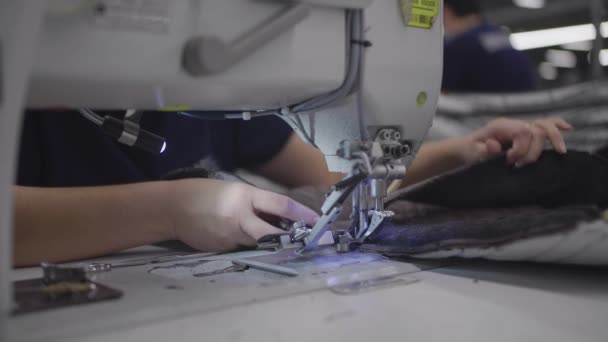 La costurera cose en una máquina de coser — Vídeos de Stock
