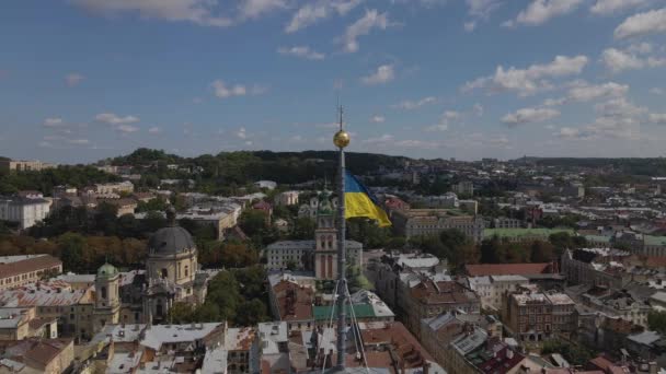 Bandeira de Ukraine flutters no vento — Vídeo de Stock