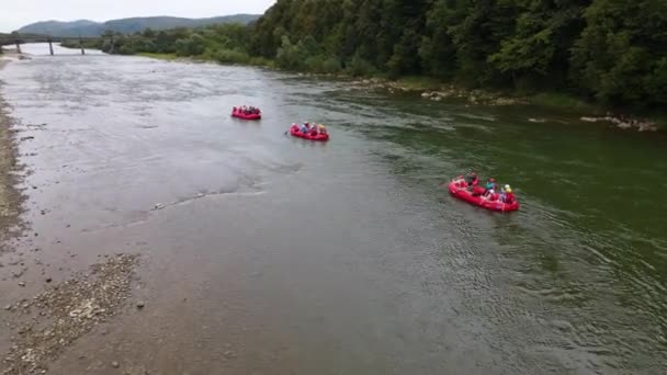 Rafting sur la rivière dans les montagnes — Video