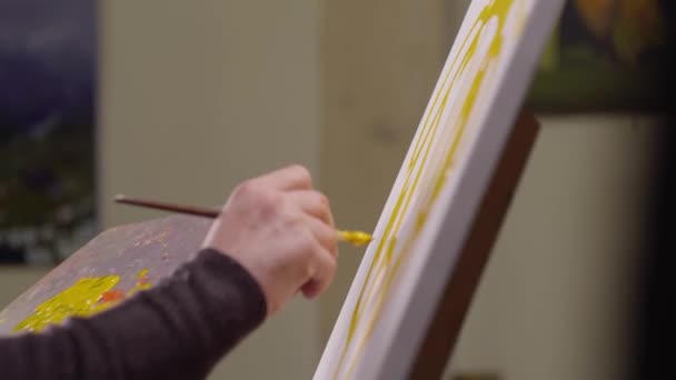 L'artista dipinge un quadro — Video Stock