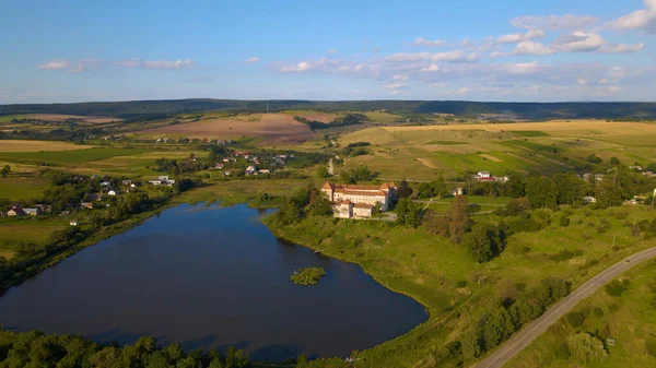 Old Olesky castle in Ukraine aerial view. — Stock Photo, Image