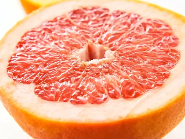 Čerstvý Grapefruitový Plátek Izolovaný Bílém Pozadí — Stock fotografie