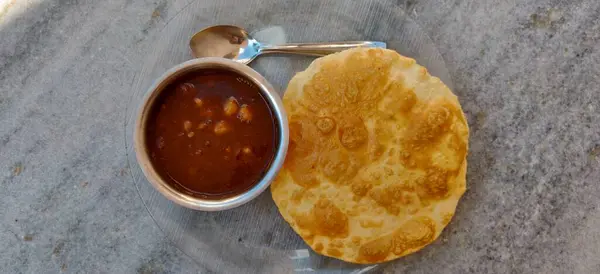 Chole Bhatura Είναι Ένα Κοινό Πιάτο Στη Βόρεια Ινδία Τρύπα — Φωτογραφία Αρχείου