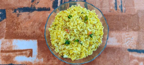 Poha Tarri Pohe Spicy Chana Masala Curry Selective Focus — Stock Fotó