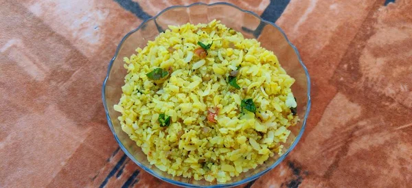 Poha Tarri Pohe Spicy Chana Masala Curry Selective Focus — Fotografia de Stock