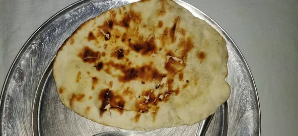Garlic Naan Nan Bread Served Plate — Stock Photo, Image
