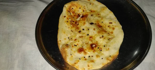 Garlic Naan Nan Bread Served Plate —  Fotos de Stock