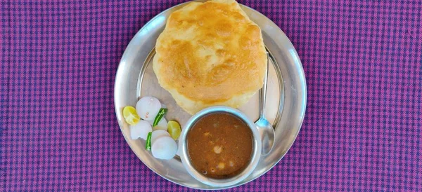 Chola Bhatura Makanan Cepat Saji India — Stok Foto