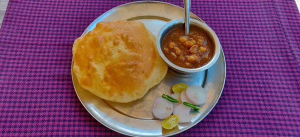 Chola Bhatura Für Indisches Fast Food — Stockfoto