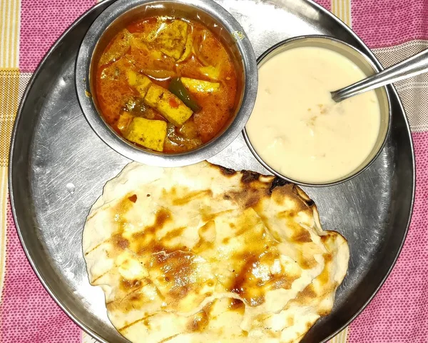 Indiai Ételek Vagy Indiai Curry Kenyér — Stock Fotó