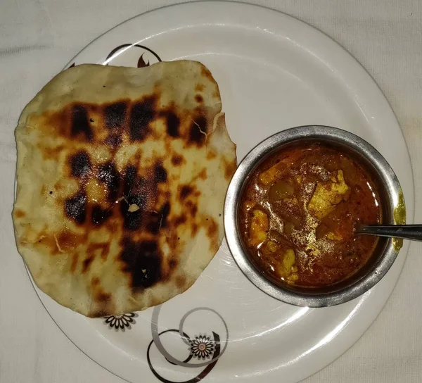 Indisches Essen Oder Indisches Curry Und Brot — Stockfoto