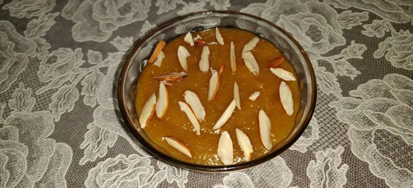 Moong Dal Halwa Est Plat Sucré Indien Classique Base Lentilles — Photo