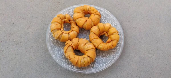 Veg Samosa Crispy Spicy Indian Circle Shape Snack Which Has — Stock Photo, Image